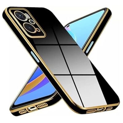 Oppo A76 4G Gold Electroplating Chrome Back Cover | Raised Edges & Glossy Super Soft-Touch Case