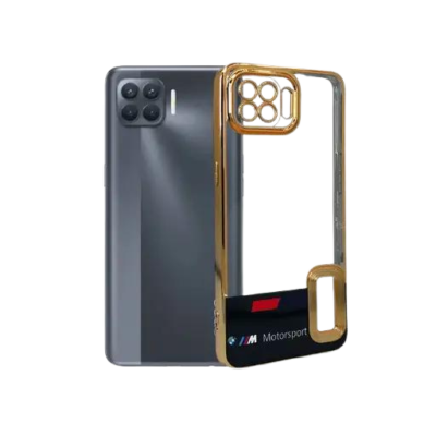 Oppo F17 Pro Chrome Logo Back Case - Sleek Black Protection
