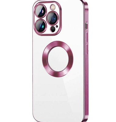 iPhone 14 Pro Max Chrome Logo Back Case - Sleek Black Protection
