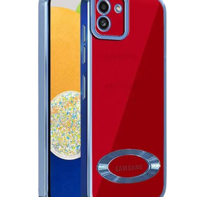 Samsung A03 Chrome Logo Back Case - Sleek Black Protection