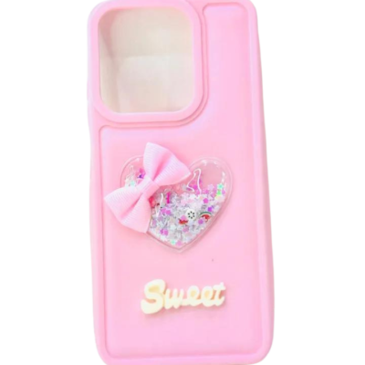 Realme 3 Girls Glitter Back Cover - Fancy Soft Case with Sweetheart Design
