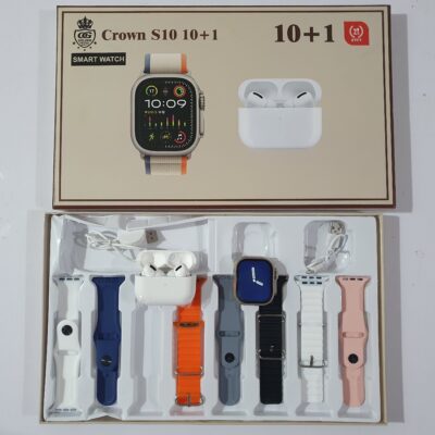 Crown S10 Smart Watch with Earbuds – 10+1 Pack for Ultimate Convenience
